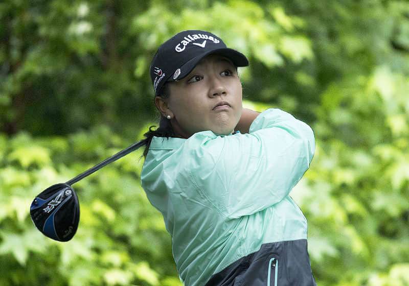 Lydia Ko following through on a golf swing at the LPGA Kingsmill in 2016.